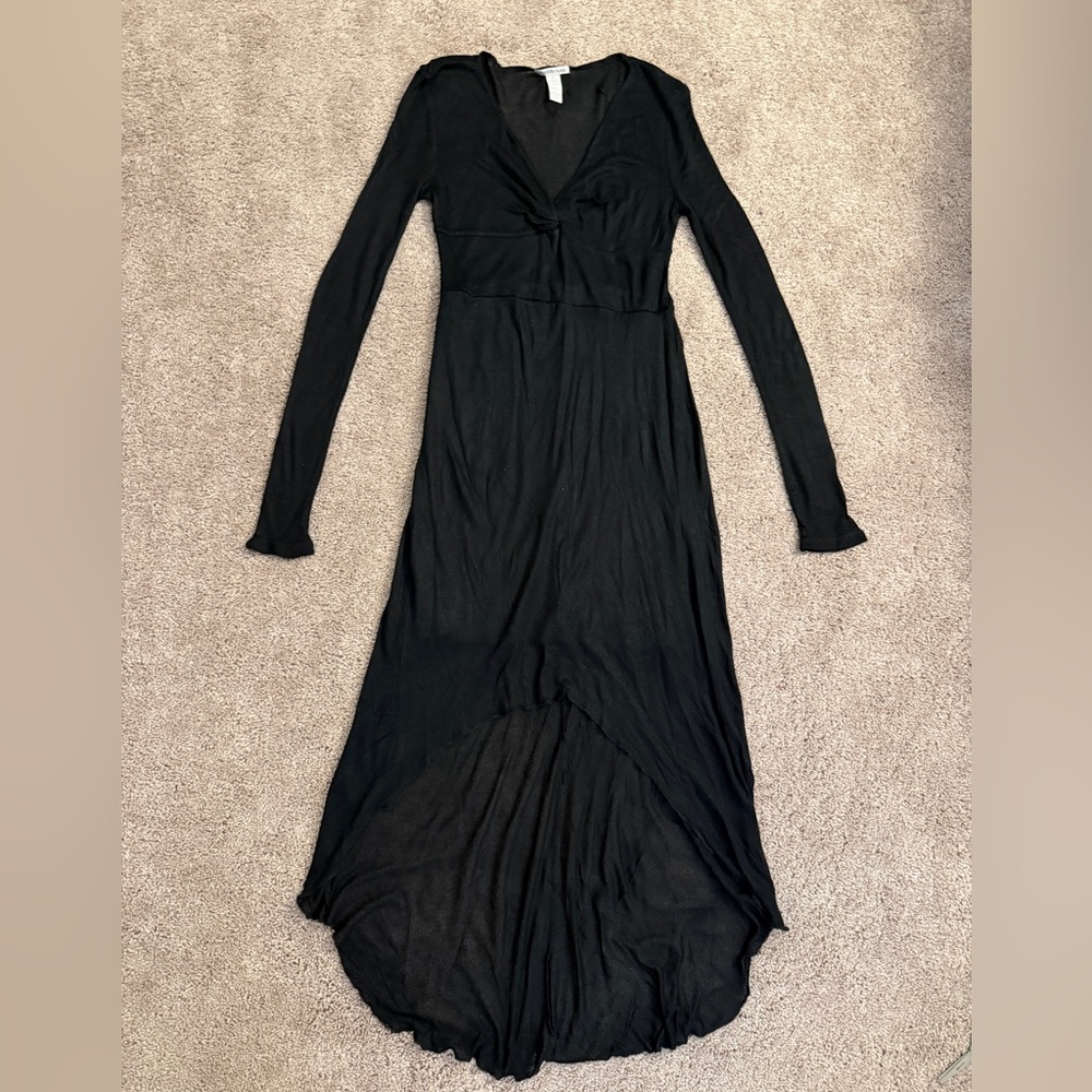 Charlotte Russe Maxi Dress Women size Medium Black Long Sleeve High Low Dress